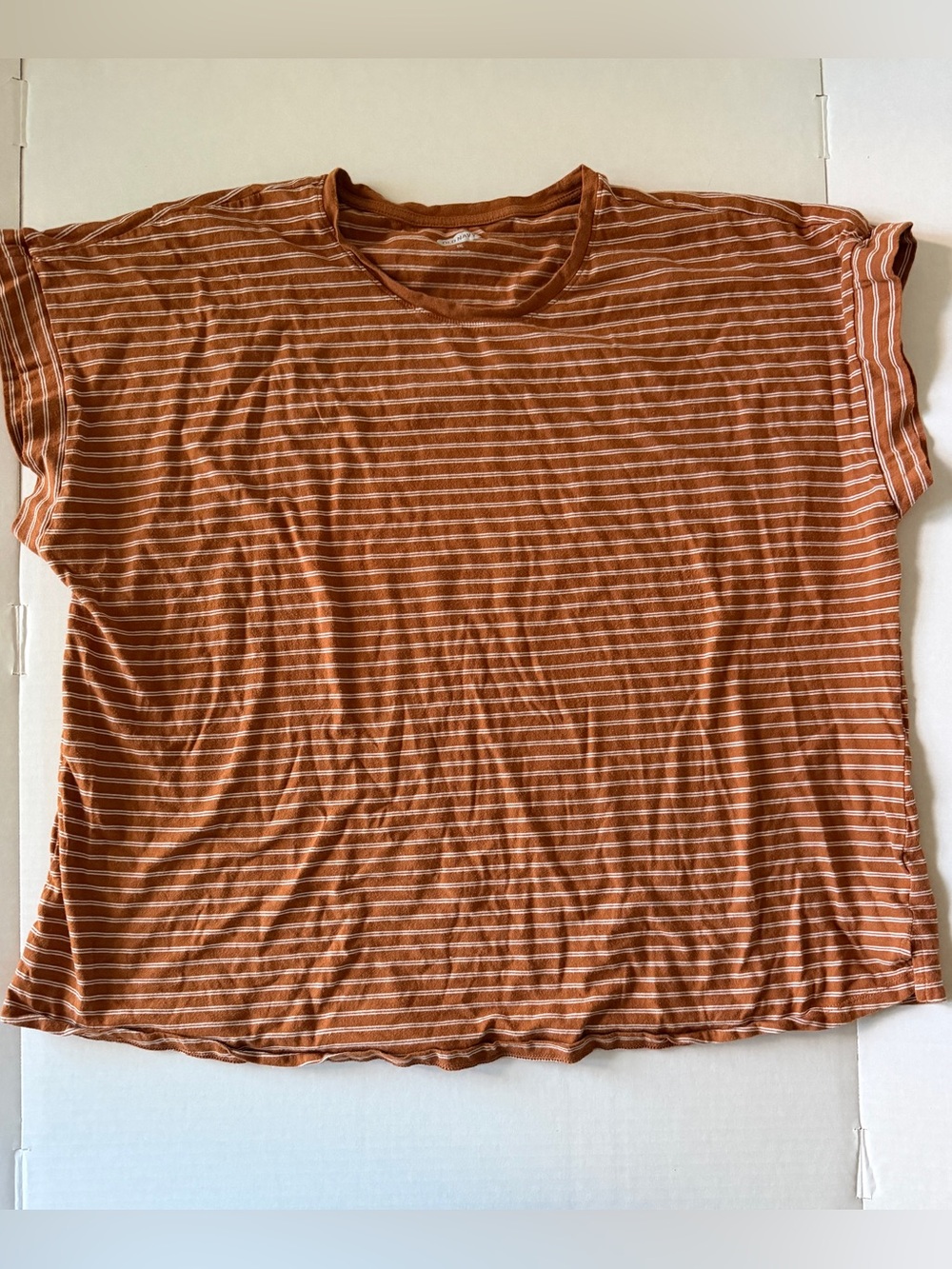 Rust and White Striped Sleeveless Tee